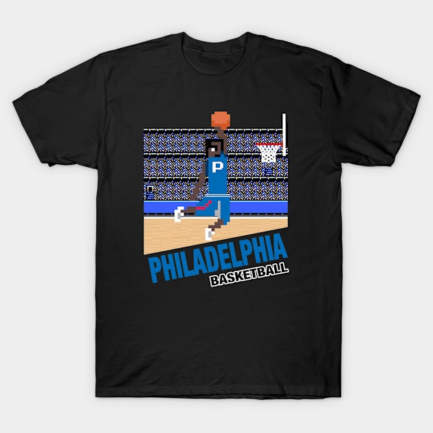 Philadelphia Basketball 8 bit pixel art cartridge design T-Shirt by MulletHappens